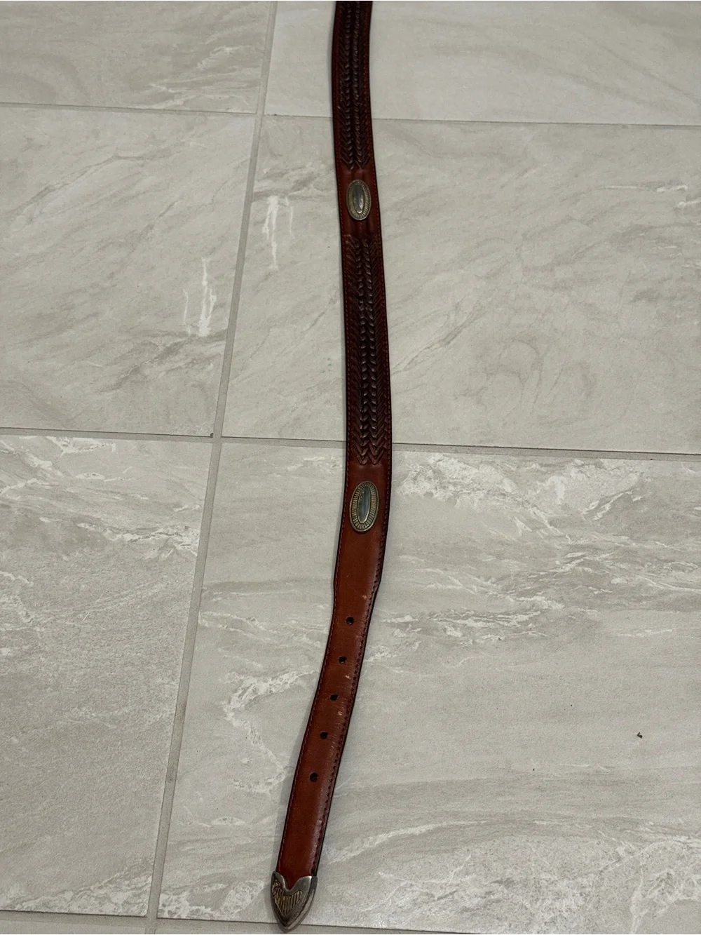 Vintage Western Full Grain Cowhide Leather Fossil Belt Cowgirl